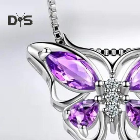 1 Set Jewelry Set Sparkling Rhinestones Inlaid Butterfly Pendant Necklace Ear Studs Opening Ring Set Jewelry Gift