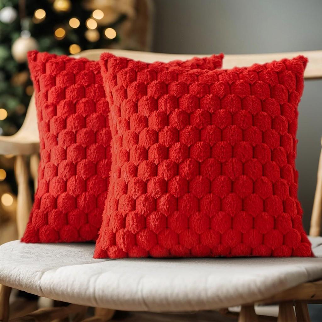 Pineapple Plush Lines Pillowcase Bedroom Imitation Rabbit Velvet Sofa Cushion