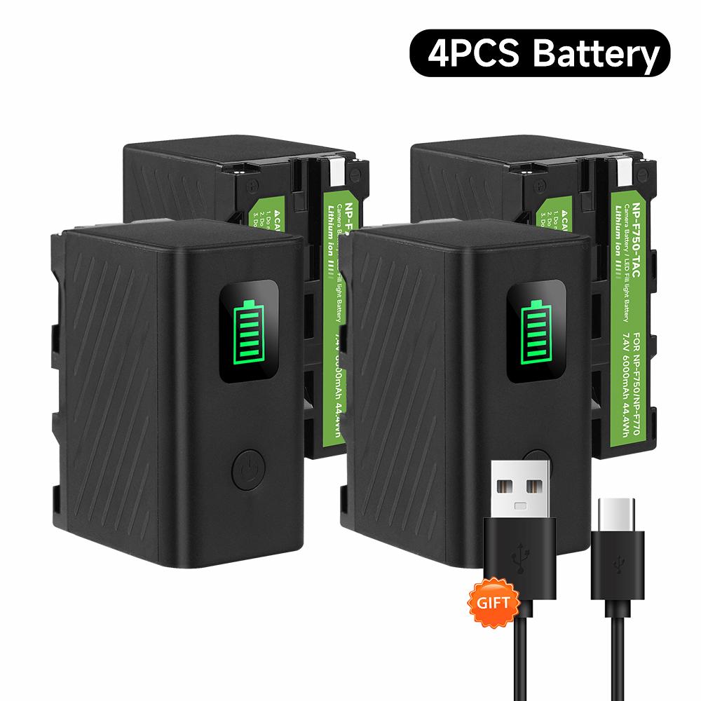 PALO 6000mAh NP F750 NP F770 LED Power Indicator Battery with Type C Port for Sony NP F960 F970 NP-F750 NP-F550 CCD-TRV58 V1J Z1