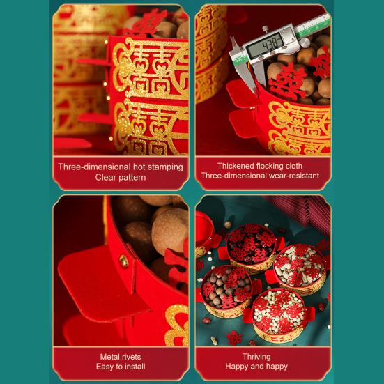 Steamer Basket Joy Wear-resistant Non Woven Fabric Chinese Red Wedding Steamer Box Basket for Room