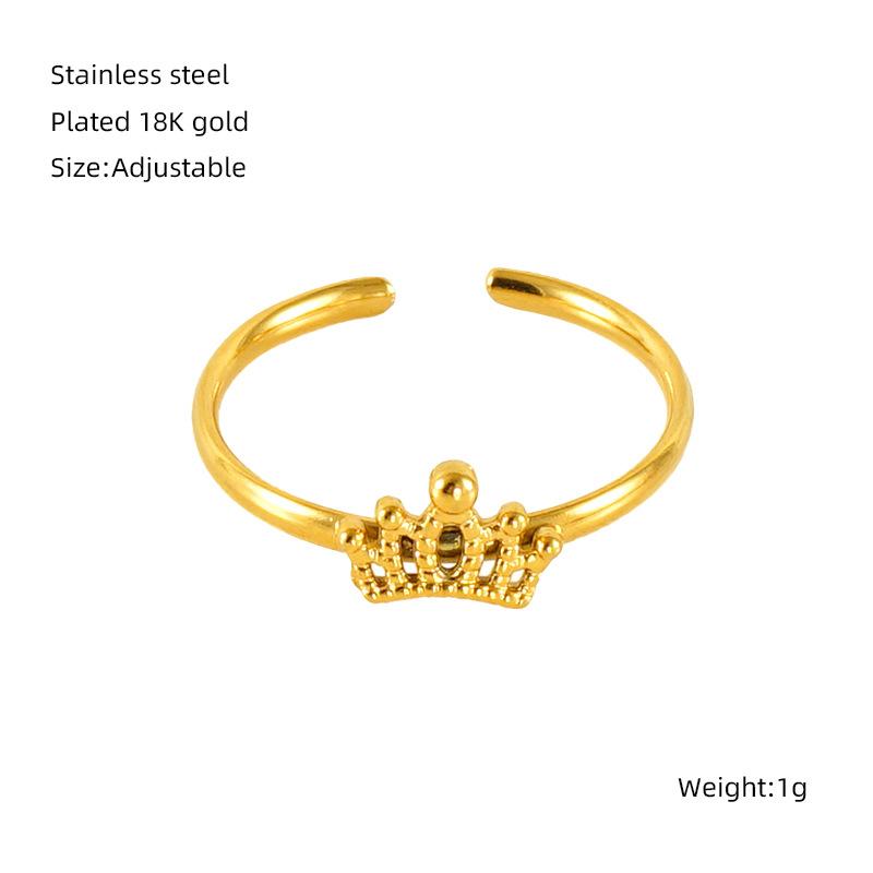 

Новое модное простое кольцо с короной из нержавеющей стали, универсальное кольцо из титановой стали 18 карат, регулируемое для женщин Opening adjustable золотой
