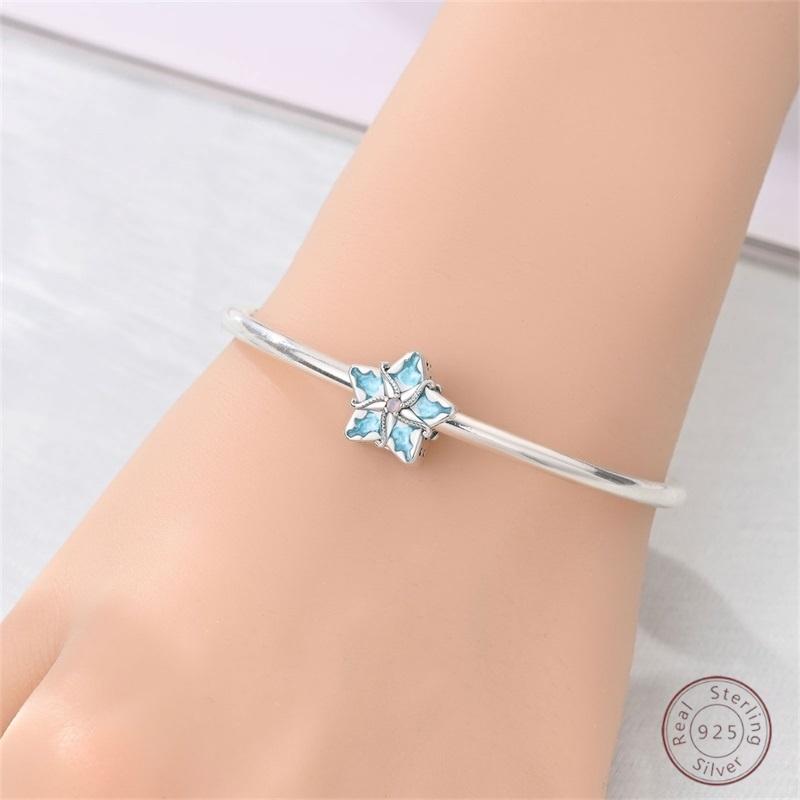 New Original Copper Beaded Bow Charm Blue Beads For Women Exquisite Diy Birthday Jewelry Gifts