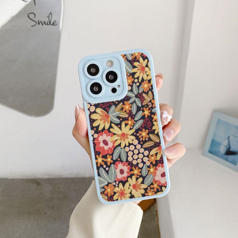 Flower Phone Case For iPhone 11 13 12 14 Pro Max 14 Plus 7 8 Plus SE 2020 XR X XS Full Graph Floral Soft Silicone Cover Fundas