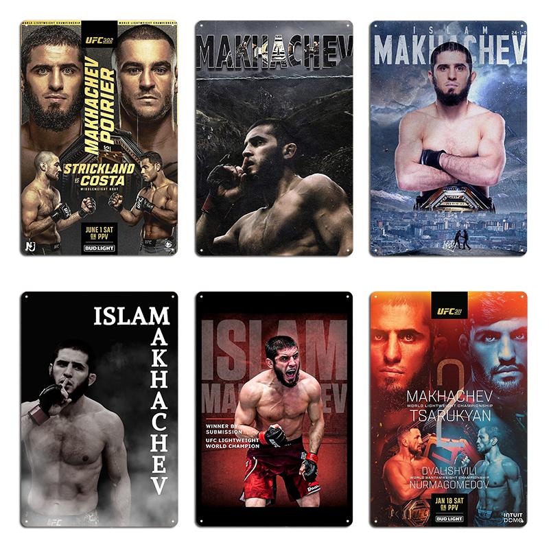 Islam Makhachev Vs Poirier Berg-Champion Metallplakette Rostig Anpassen Lustig Party Blechschild Poster