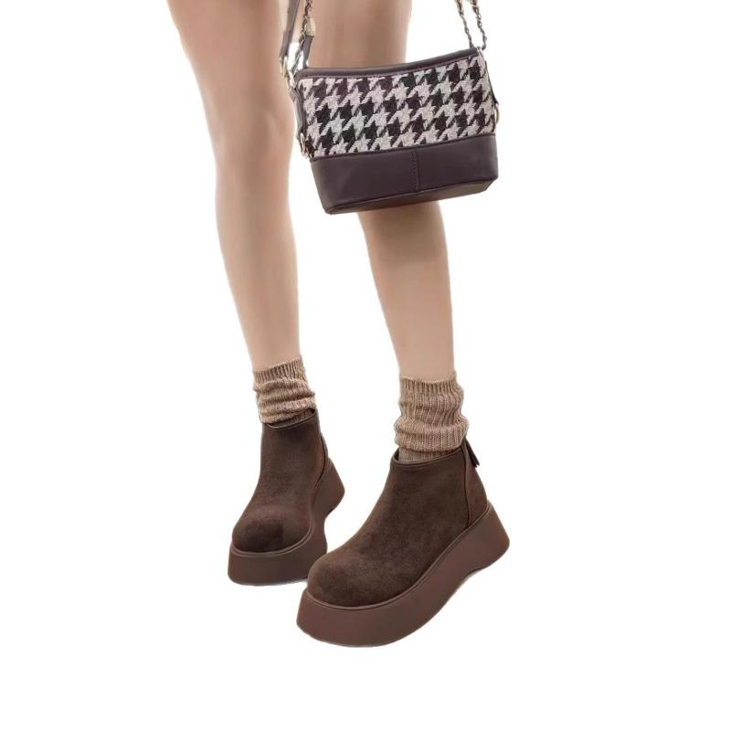 Fleece thickened small short boots women's muffin platform shoes winter new Martin shoes snow boots cotton shoes