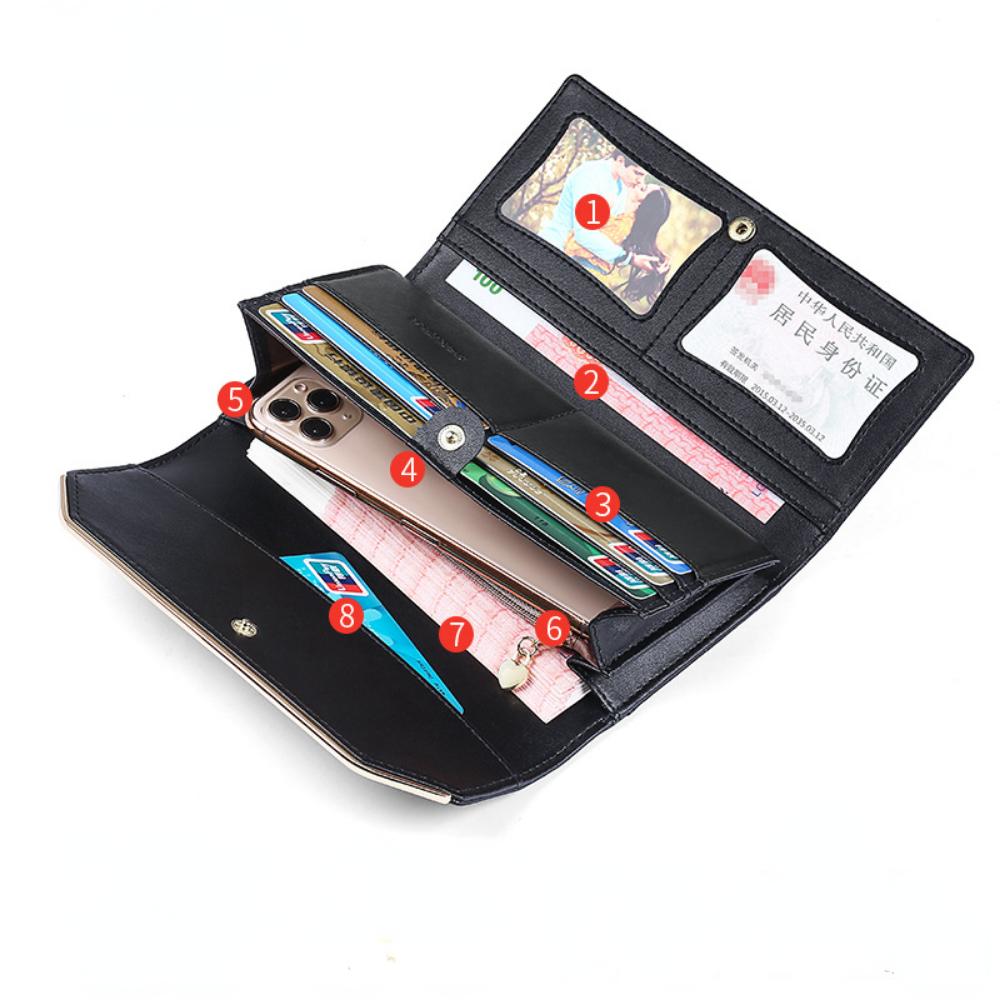 Δερμάτινο γυναικείο πορτοφόλι Νέο πορτοφόλι Γυναικείο μακρύ μεγάλης χωρητικότητας Τσάντα συμπλέκτη θέσης πολλαπλών καρτών Δερμάτινο πορτοφόλι Τσάντα κινητού τηλεφώνου