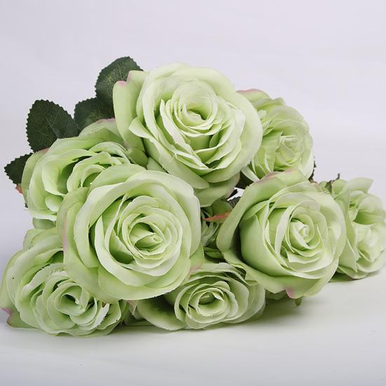 Delicate Texture Faux Silk Flower Good Bent Freely 10 Heads Wedding Rose Floral Decor Simulation Flower