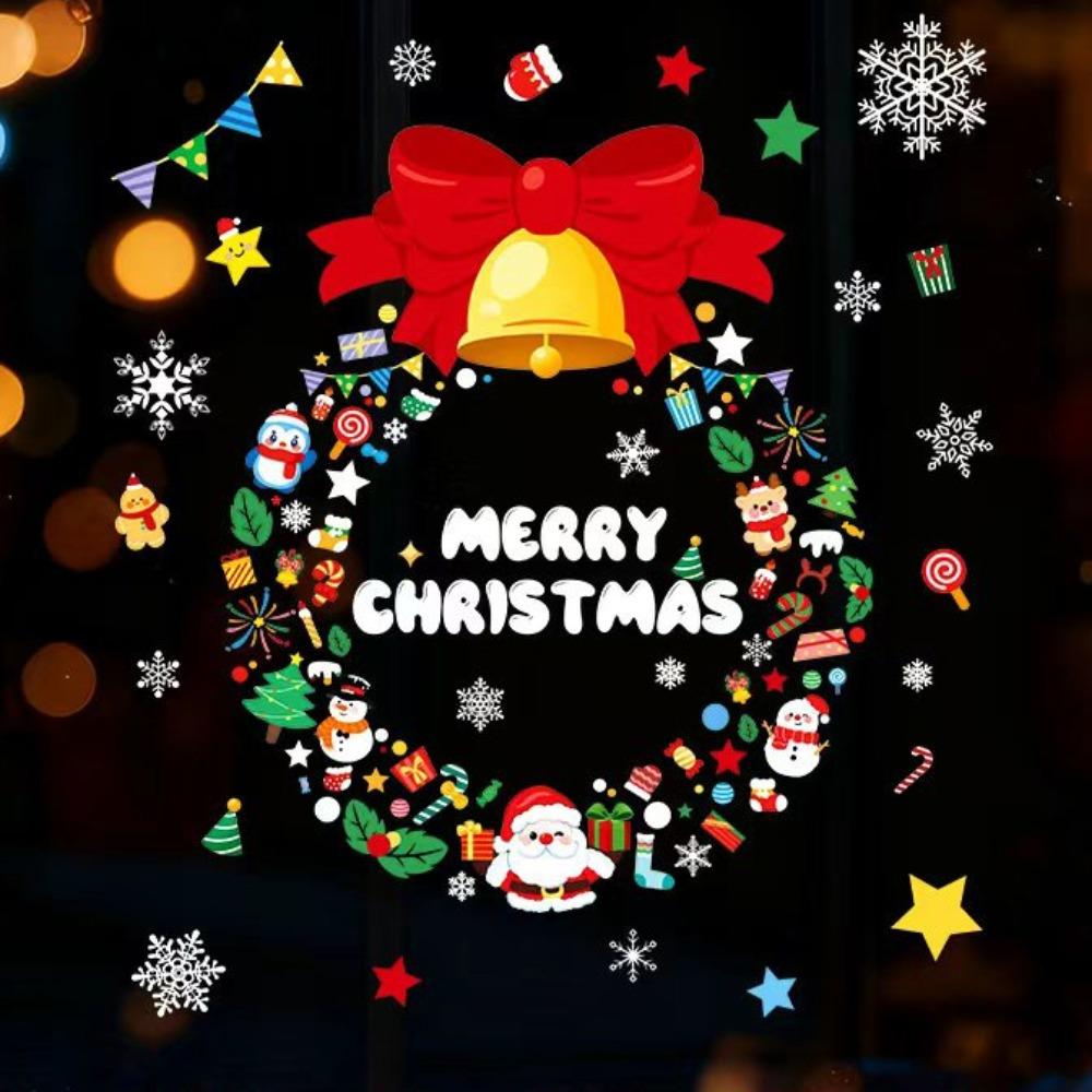 Santa Claus Christmas Tree Christmas Window Stickers Reusable Stickers Glass Stickers Christmas Wall Sticker PVC Electrostatic