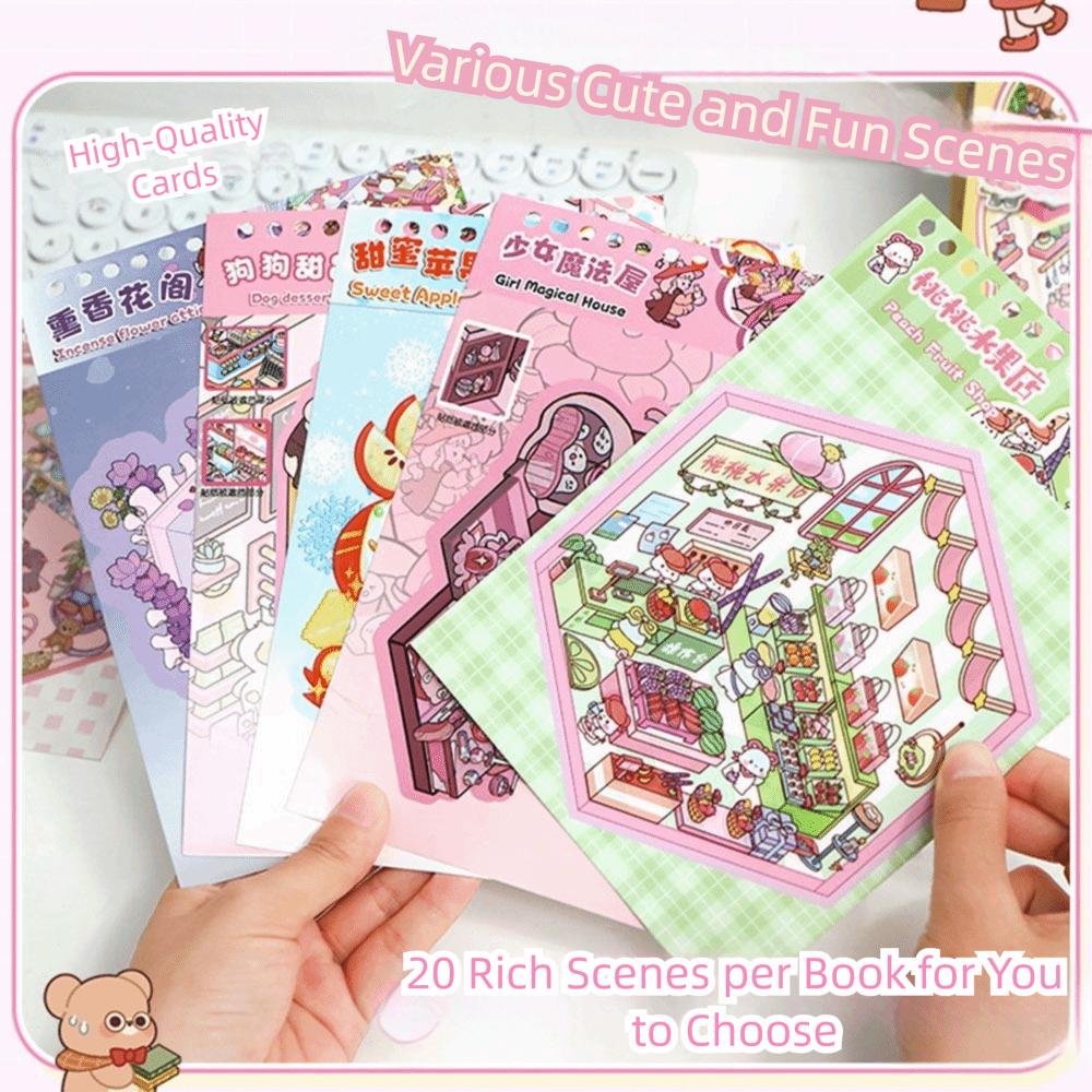 PET Miniature Scene Collection Decompression Visual Stacking 3D Pocket Cabin Scene Stickers DIY Toy Game Stickers Children Gifts
