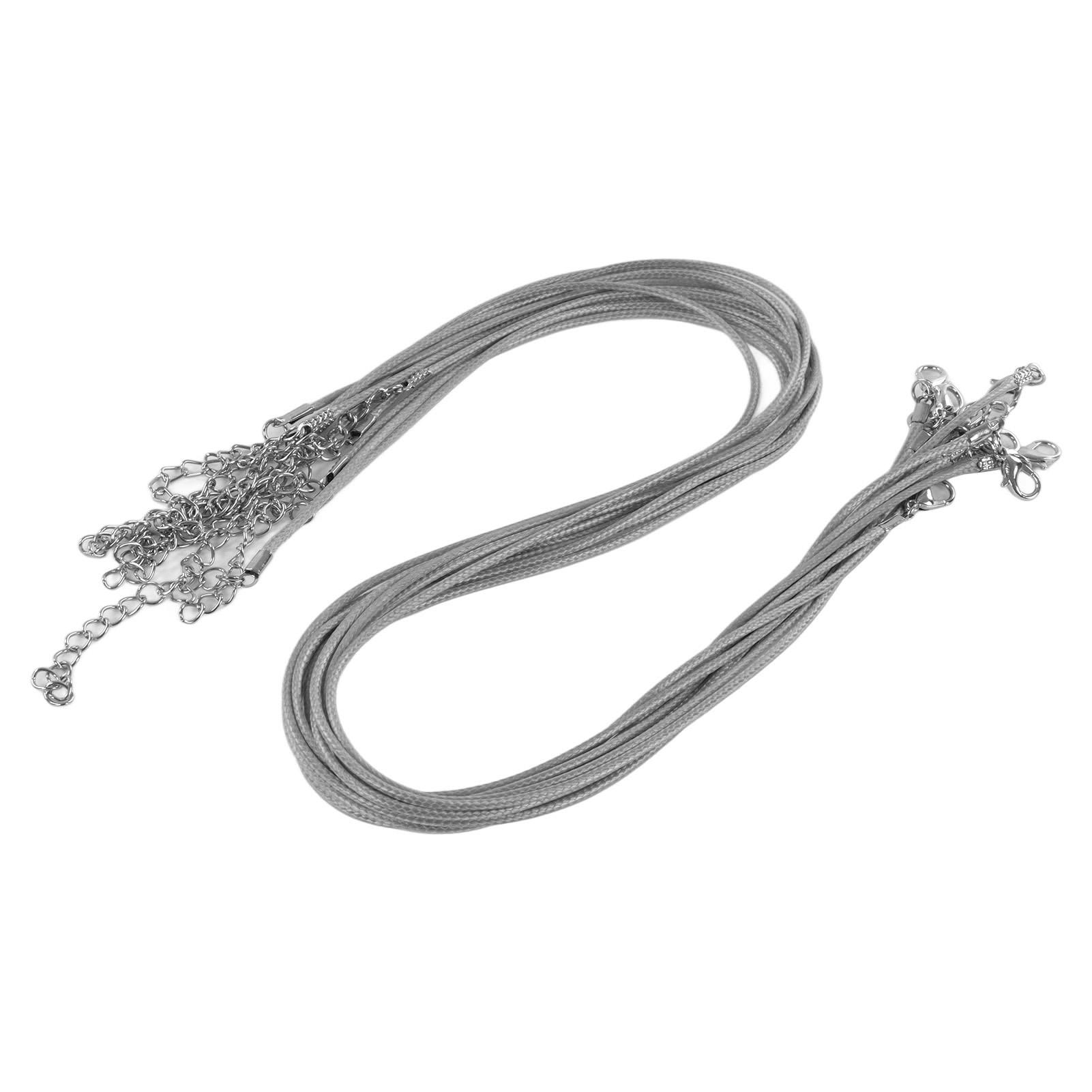 

100 шт. Вощеный шнур для ожерелья, регулируемая длина, веревка для DIY-изготовления ожерелий для ювелирных изделий, темный серый