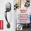 Front Door Handleset Entry Door Handle Set with Cove Knob for Right and Left Handed Sided Doors, Interior and Exterior Entrance Passage Lock Matte