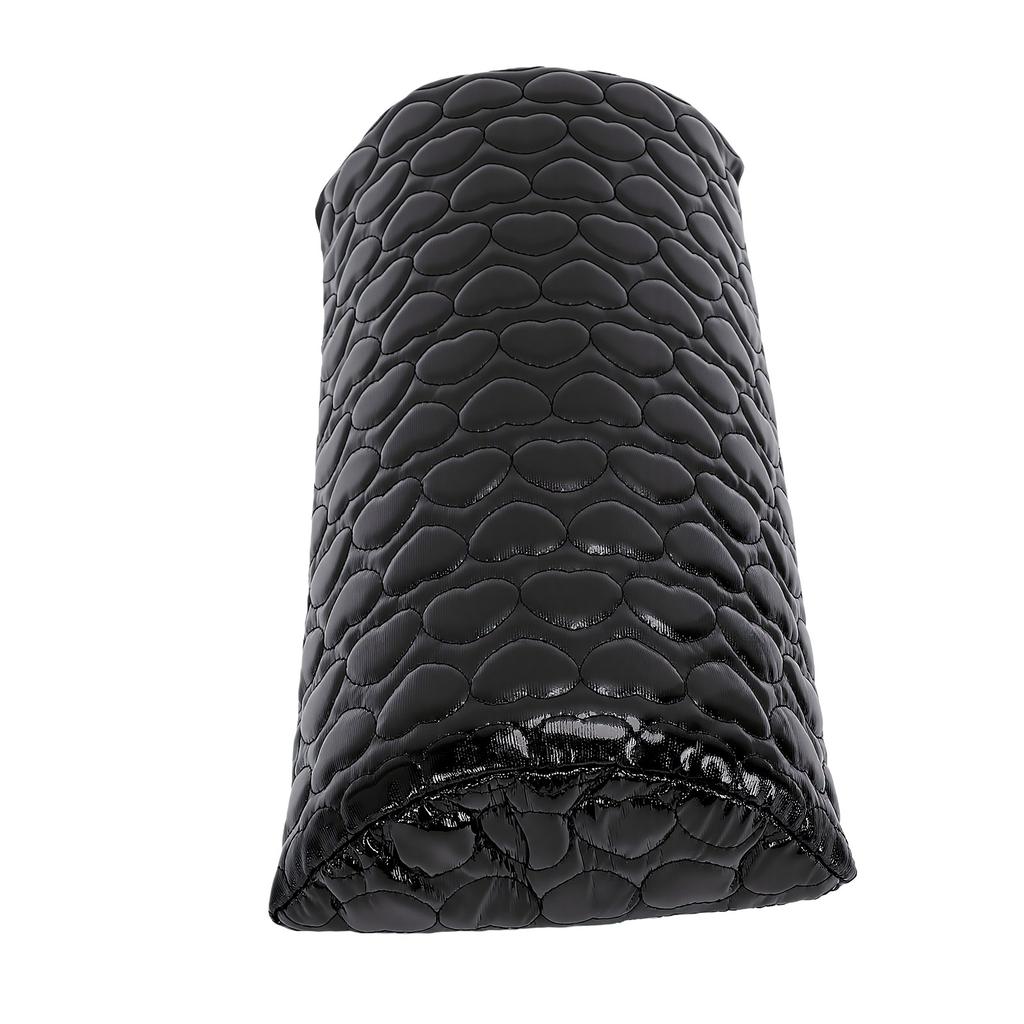 Nail Arm Rest Heart Design PU Leather Manicure Hand Support Arm Cushion for Salon Home Use Black
