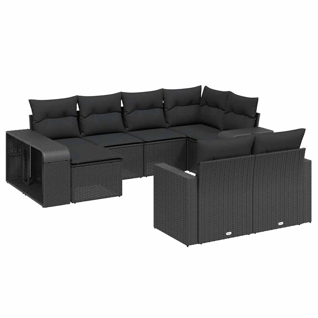 Vidaxl 10-Cz. Zestaw Wypoczynkowy Do Ogrodu, Poduszki Czarny Rattan Pe