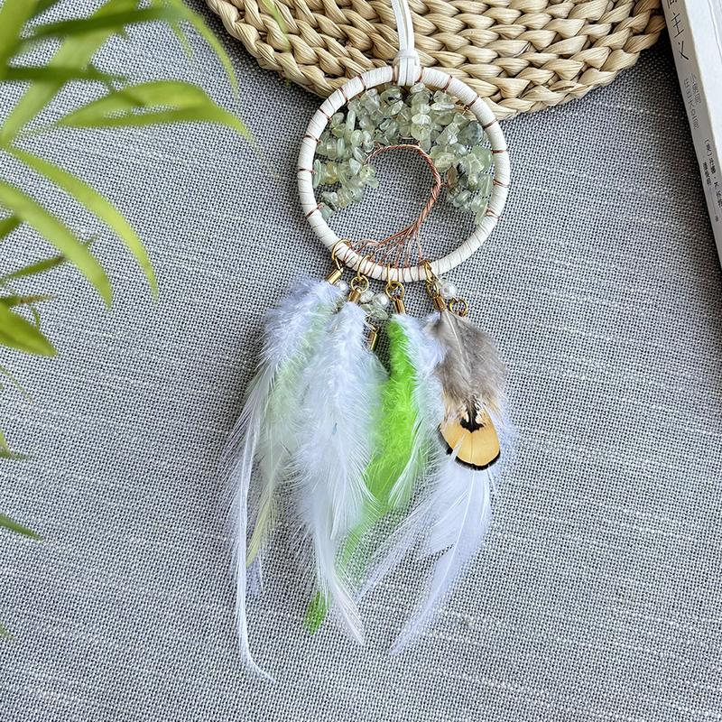Dream Catcher Hand-woven Feathers Wind Chimes Tree of Life Crystal Stone Car Pendant Bedroom Hanging Ornaments Home Decorations