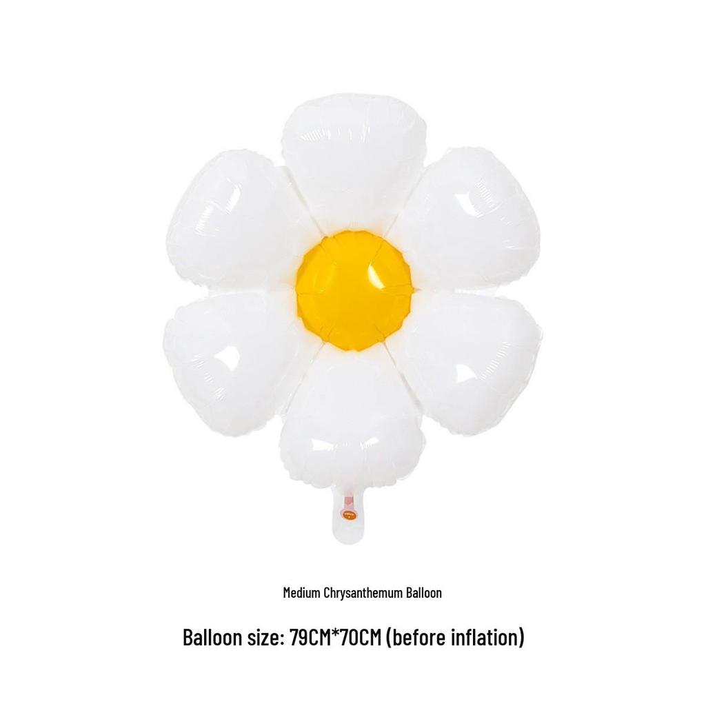 Daisy and Sunflower Balloons - Kids' Birthday and Wedding Decoration, Aluminum Foil with Smiley Faces