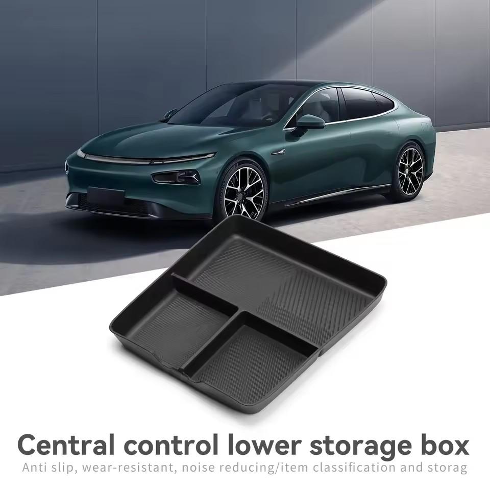 For Xpeng P7/P7i 2025 2025 TPE Center Console Lower Storage Box Auto Tray Organizers Tidying Car Interior Accessories Black