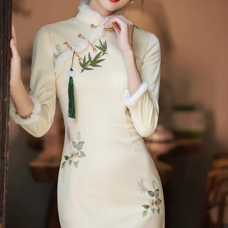 Chinesische Traditionelle Kunst Blume Bambus Stickerei Aufnäher Hanfu Cheongsam DIY Deko Applikation Damenbekleidung Nähzubehör