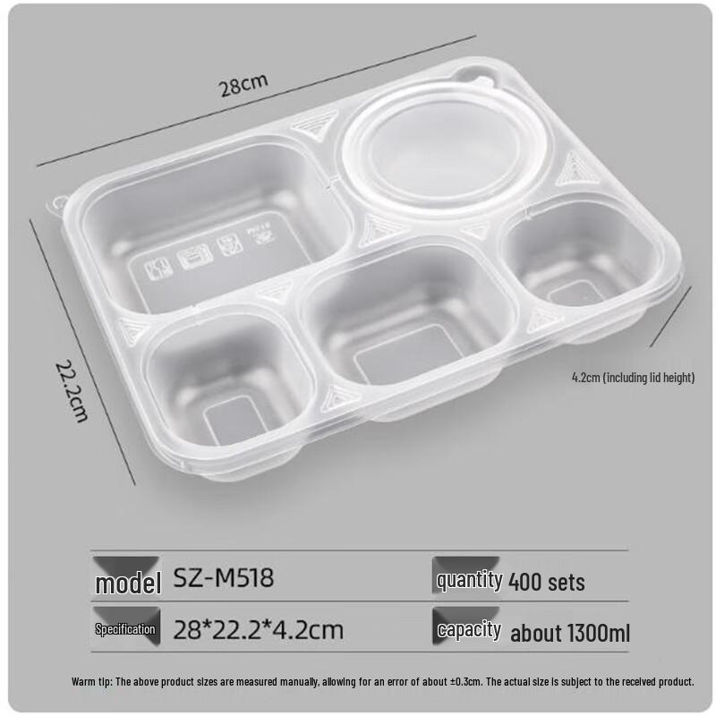 Disposable 5-Compartment Meal Prep Container