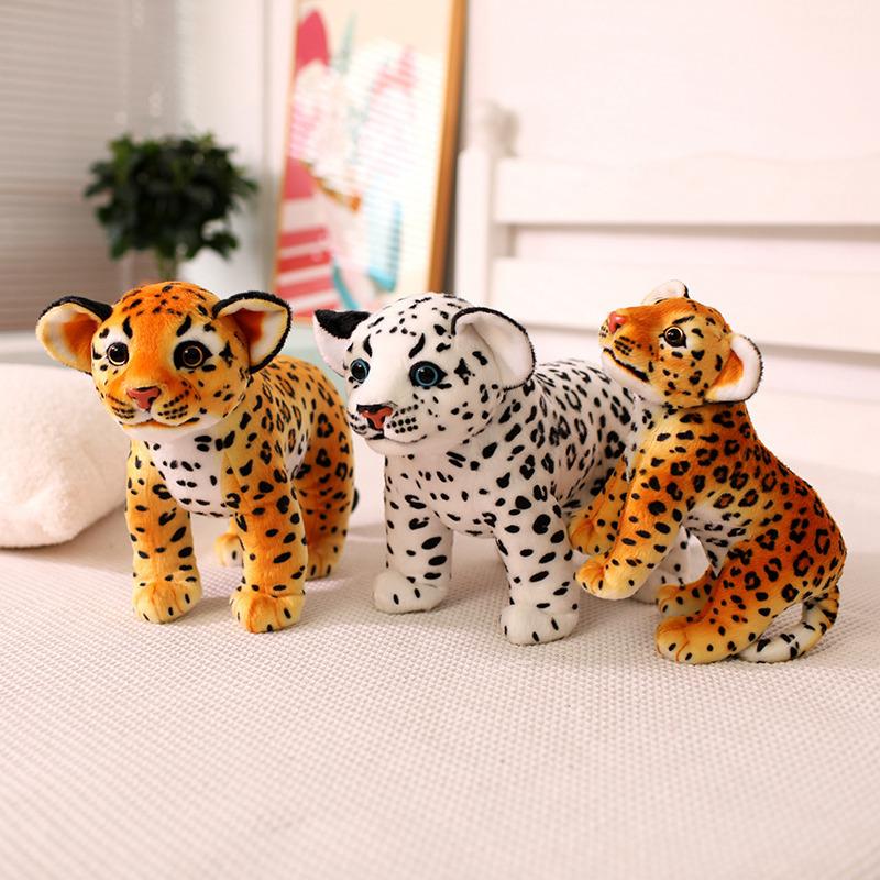 Bambola leopardo di peluche con posa eretta simulata, bambola leopardo leopardo delle nevi, compagna per bambini, bambola lenitiva leopardo