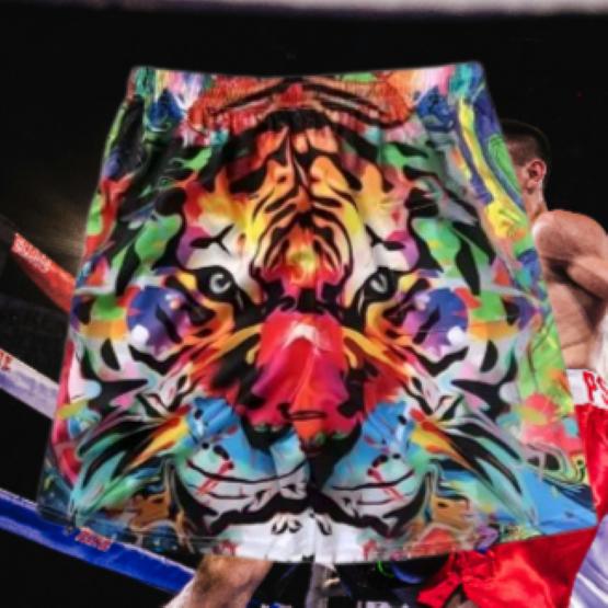 Tiger Head Muay Thai Boxing Kickboxing Shorts 3D Print Fighting Training Unisex Men Women Quick Dry Fitness Gym Sport Workout Casual Streetwear
