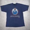 Vintage Edmonton Oilers NHL Grafisch T-shirt en kinder t-shirt Jaren 90 Pro Player Hockey Tee, Marineblauw, XL