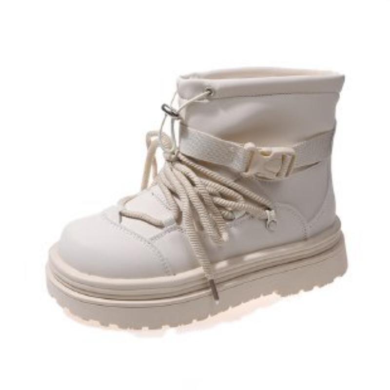 Cowhide Version Outdoor Snow Boots Women's Winter New Thick-soled Martin Boots Non-slip Plush Warm Large Cotton Boots
