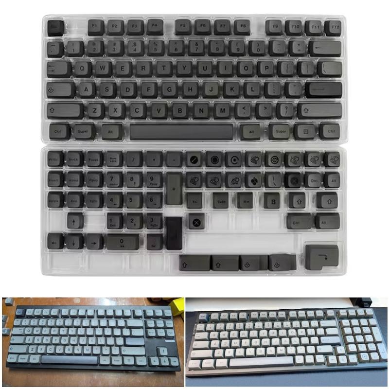 133Key Gray Mist Themed Keycap XDA Profile PBT Dye Sublimation Keycap Set for Customs Mechanical Keyboards