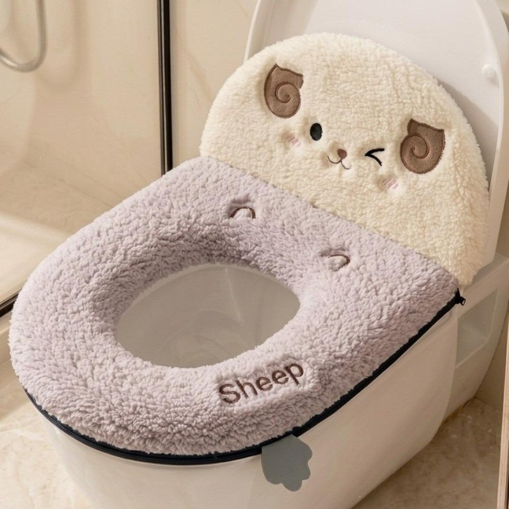 Skin-Friendly Zippered Toilet Seat Cover Non-Slip Plush Toilet Seat Winter Season