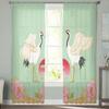 Crane Flower Sun Tulle Curtains for Living Room Bedroom Sheer Curtain for Balcony Hall Fashion Printed Home Drapes