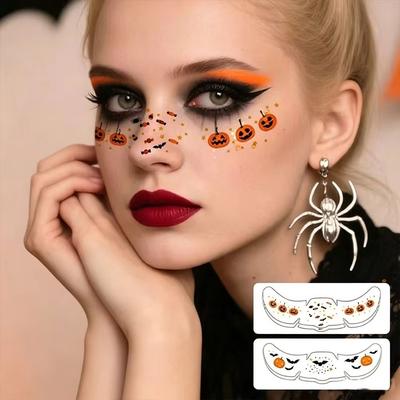 Waterproof Facial Tattoo Stickers Ghost Pumpkin Bat Ghost Stickers  Halloween Party