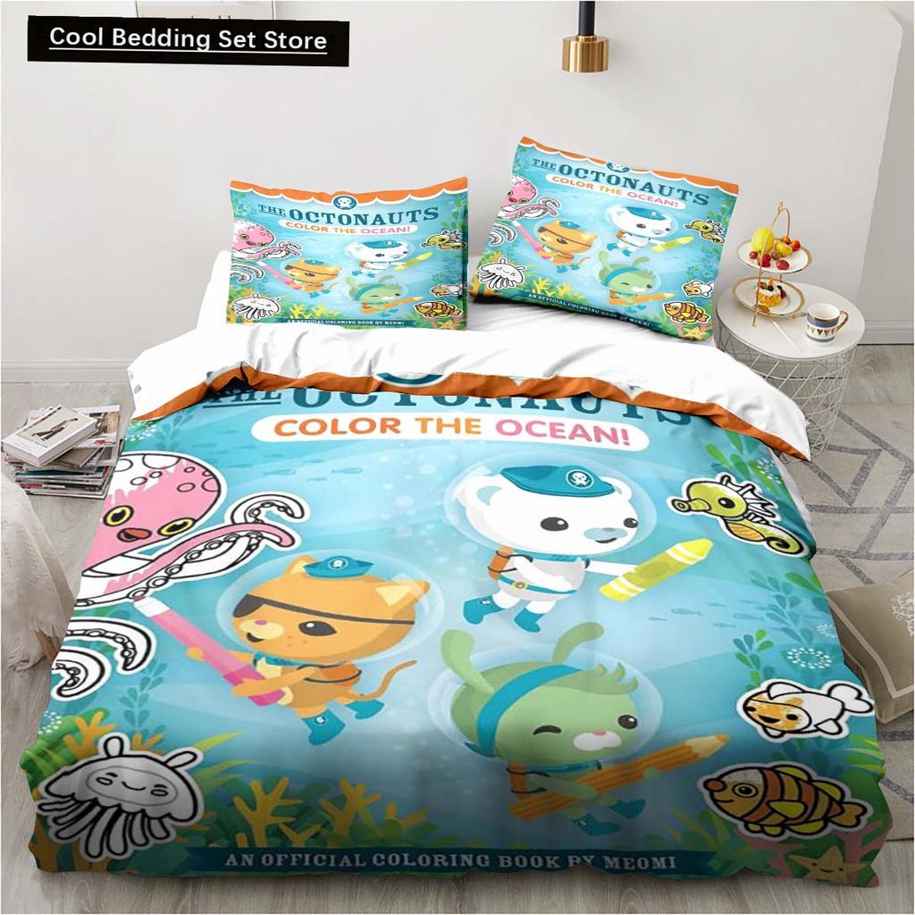 New 3D Cartoon Octonauts 2/3PCS Bedding Set Bedroom Single Double Bed King Size Quilt Cover And Pillowcase Kid's Birthday Gift