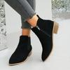 Winter New Large Size Women's Boots Round Head Fashion Retro Side Zipper Bare Boots Round Head Thick Heel Short Boots Tide