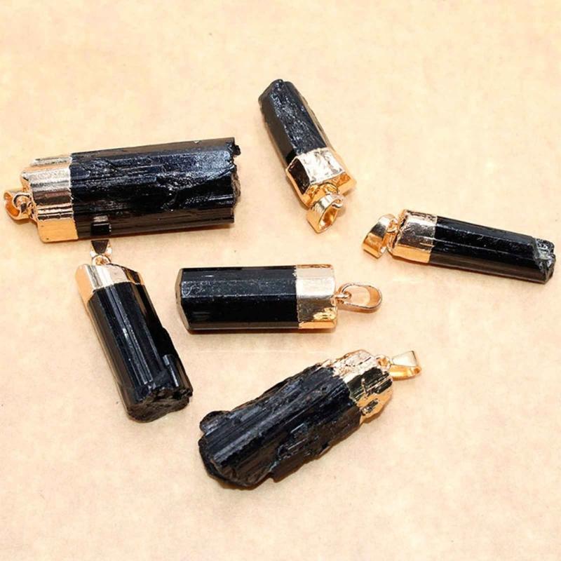 Pendente Pietra Tormalina Nera Naturale Cilindrico Grezzo Pendants Energetici Per Donna e Uomo Regalo Gioielli alla Moda
