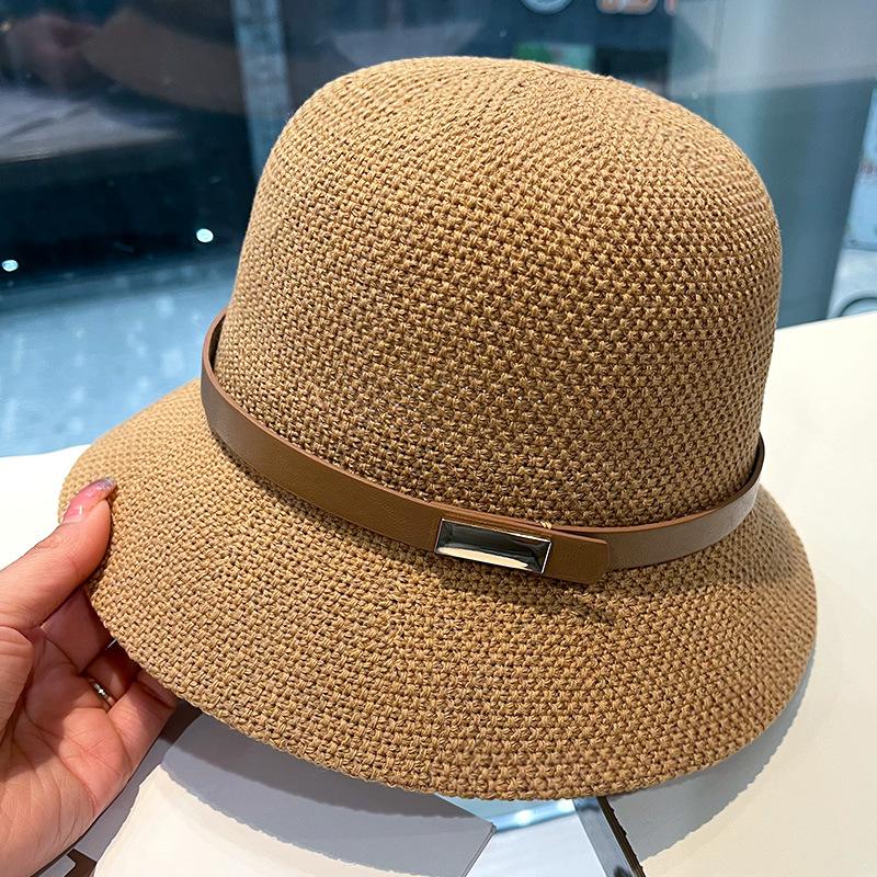 Womens Ladies Summer Straw Fisherman's Hat Sun Hat Adjustable Visor Hat