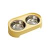 Leak-Proof Cat & Dog Double Bowl: Detachable Stainless Steel Feeding Bowls for Medium & Small Pets.