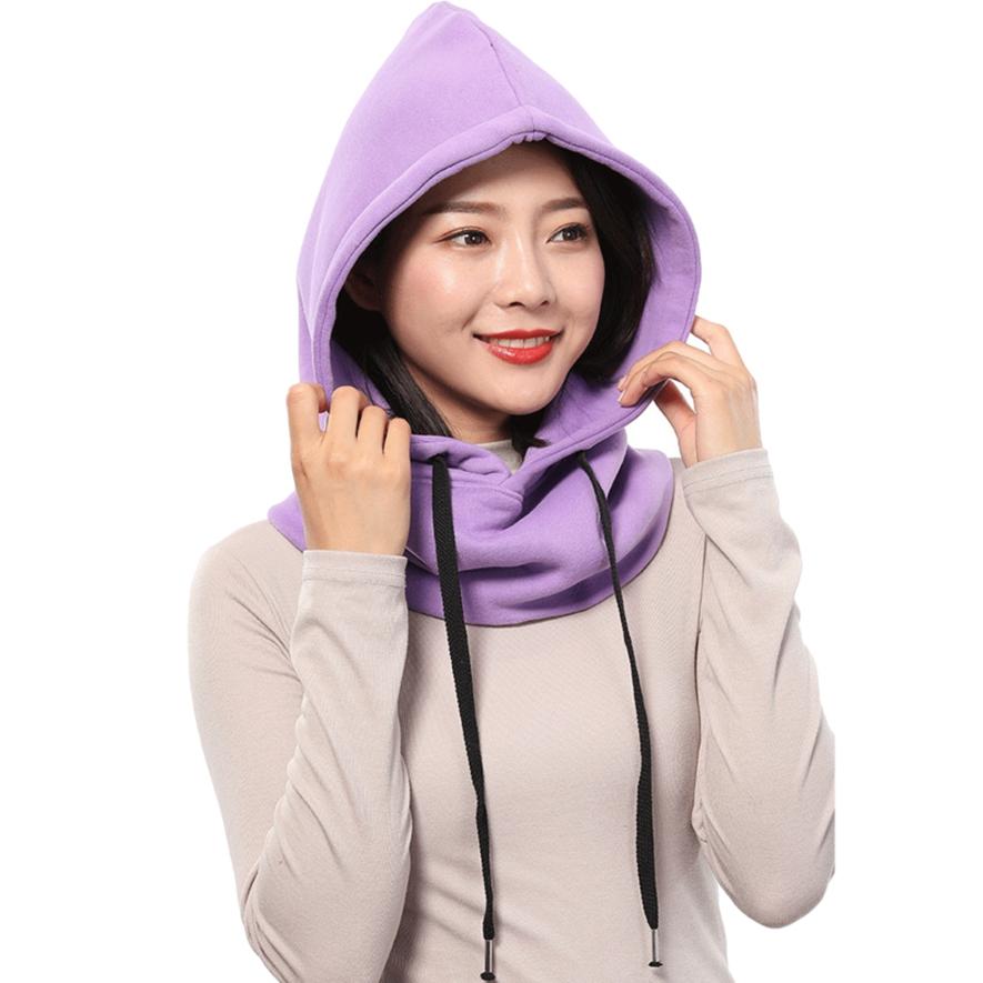 

Двойной мягкий свитер, шапка, зимняя теплая защита ушей, нагрудник с капюшоном, лобовое стекло фиолетовый