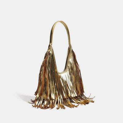 Fashion Women's Shoulder Bag Small Fringed Handbag 2025 Autumn and Winter New Fashion Maillard Style Women's Bag Tote Bag Underarm Bag