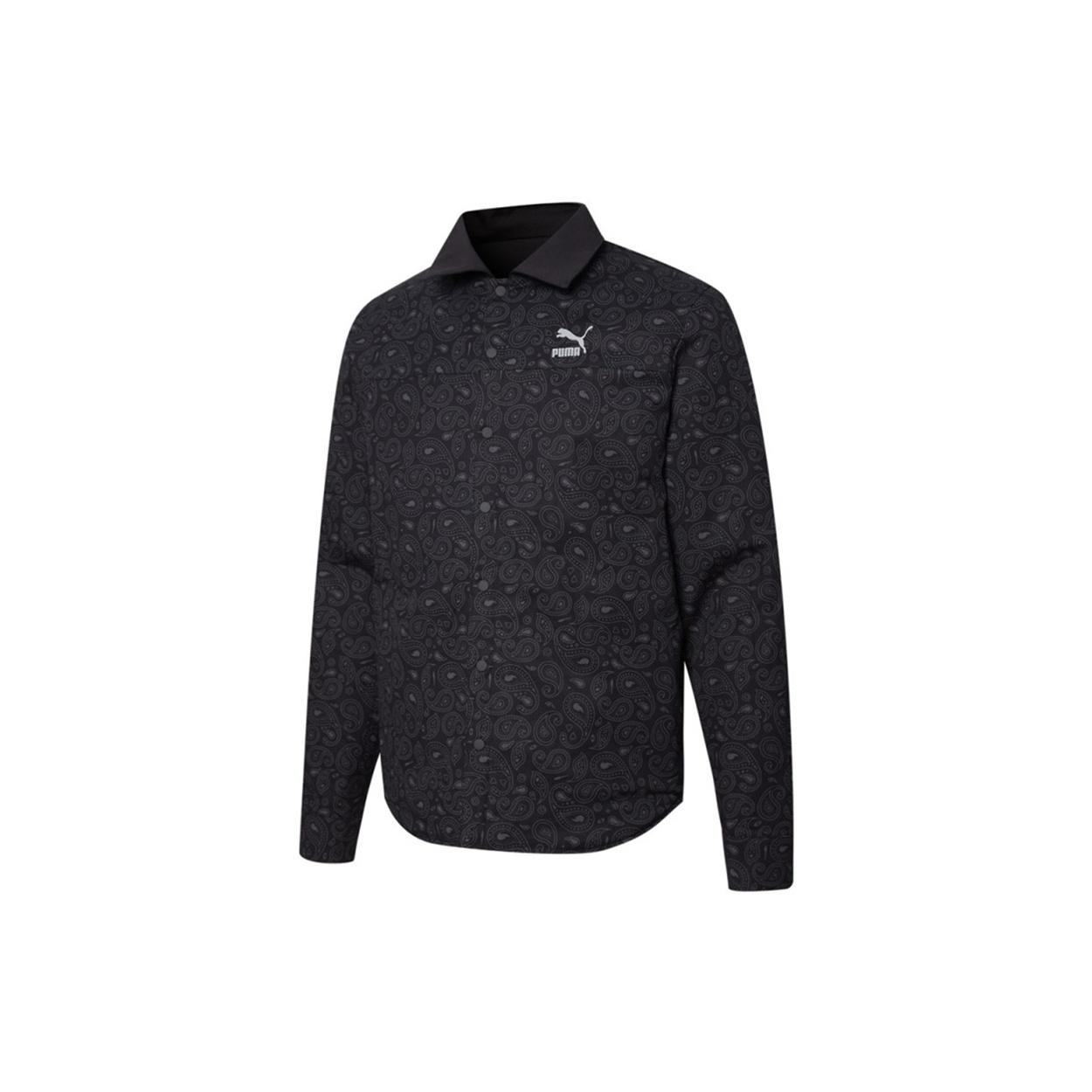 PUMA Paisley Woven Reversible Shacke Shirt Black Men s 534972-01 XS