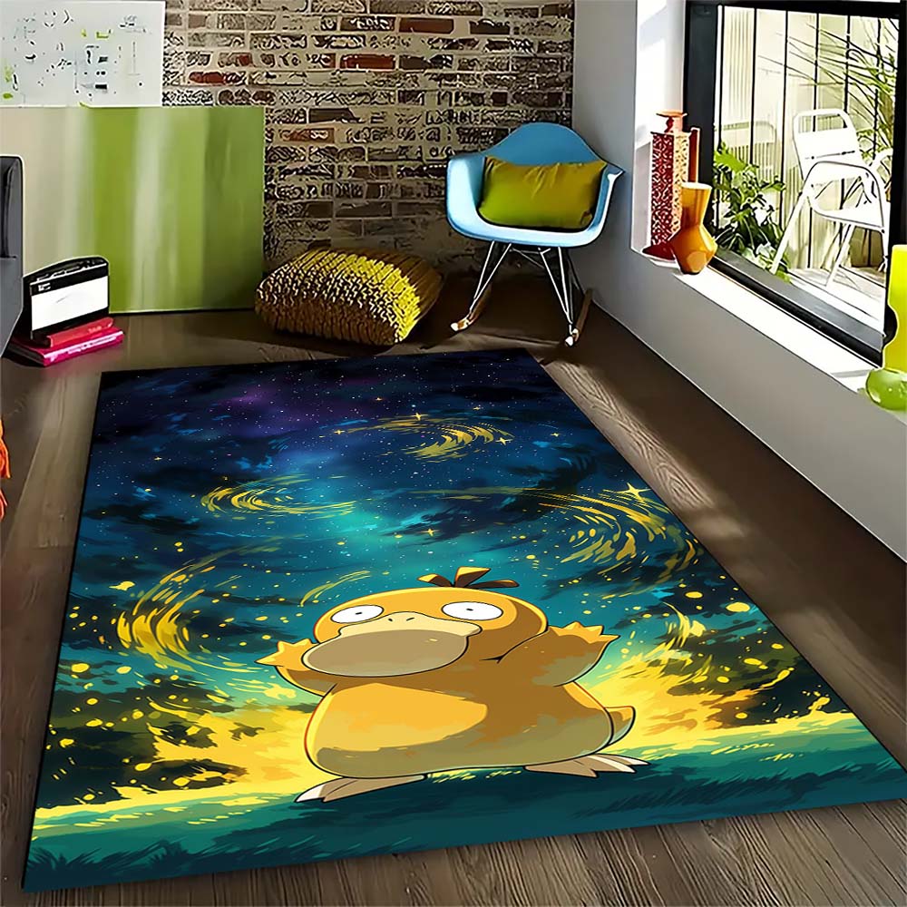 Pokemon Enton Süßer Teppich Schönes Cartoon-Enten-Design Waschbarer Anti-Rutsch-Teppich für Kinderzimmer