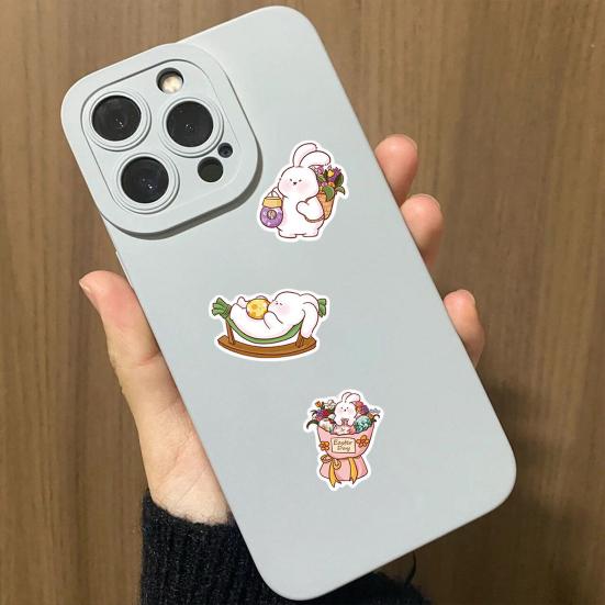 50Pcs Easter Bunny Stickers Waterproof Sun-resistant PVC Cartoon Rabbit Cute Decals DIY Vinyl Art Decorative Graffiti Stickers for Laptop Tablet