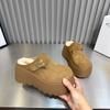 Unisex Faux Fur Lined Birkenstock Slide Sandals With Thick Soles For Winter And Autumn Wear