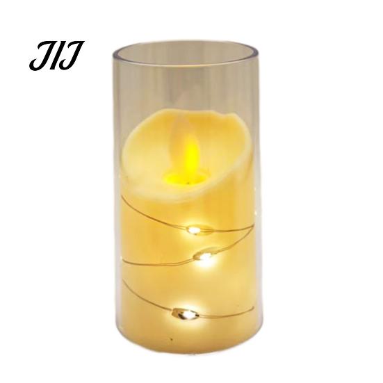 Decorative Led Lights for Home Decor Flameless LED Candles, Battery Operated Acrylic Pillar Candles with Embedded Tea Living Room String, Flickering