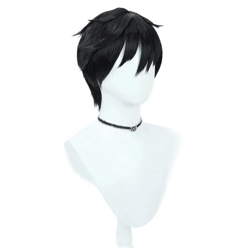 Valorant Yoru Cosplay Wig Short Straight Black M-Like Bangs Anime Comic Con