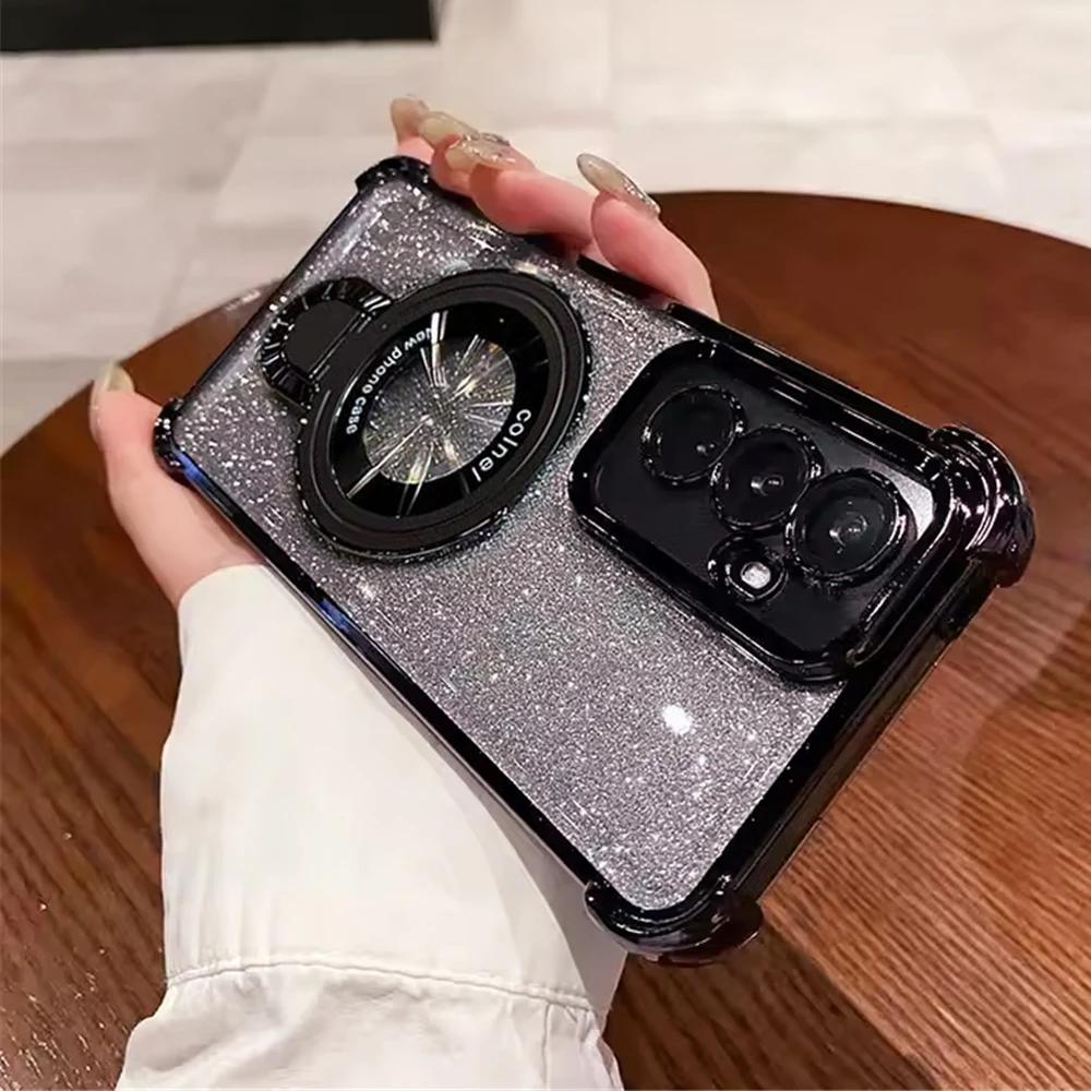 Glitter Shockproof Phone Case For Samsung A53 A52 A32 A13 A23 A33 A73 A12 A22 A02 A03 Core Magnetic Bracket Holder Bumper Cover