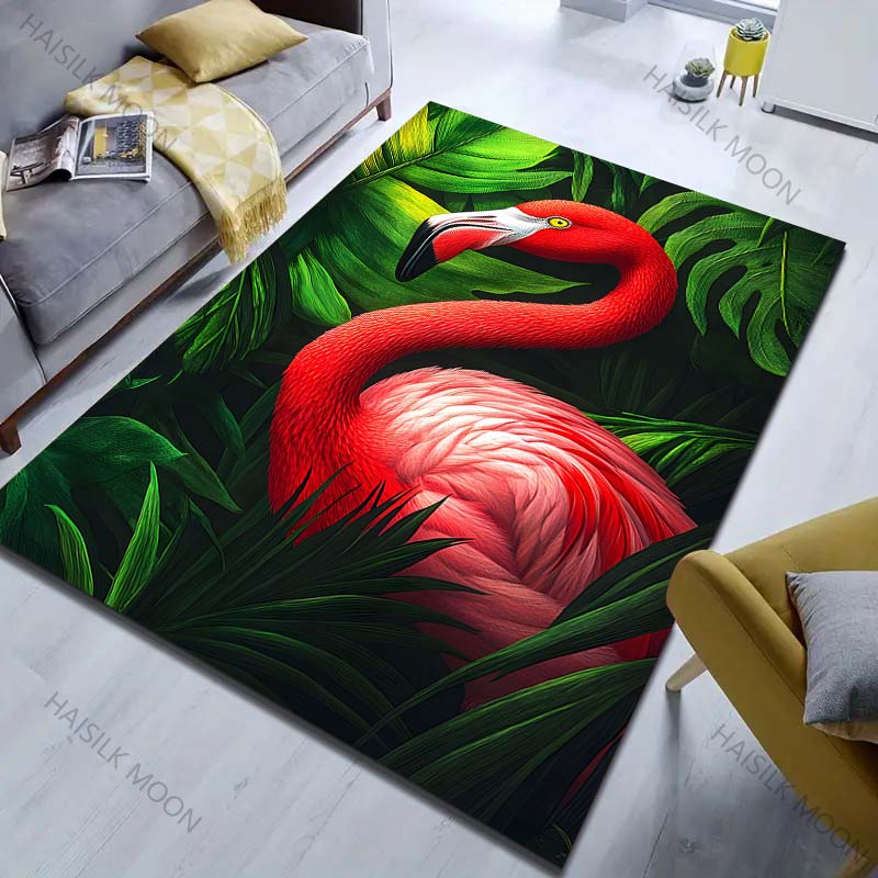 1PC Flamingo with tropical leaves Printed Carpet for Bedroom Living Room Bedside Sofa Floor Mat Modern Home Decor Area Rug