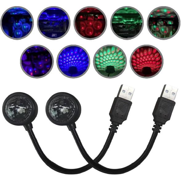 USB Car Roof Star Projector Night Light, Adjustable Car Interior Atmosphere Lamp Star Lights with 9 Modes, Portable Sound Activated LED Ambient Light