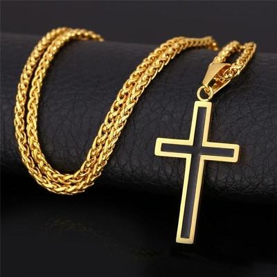 Herren Mode Schmuck Edelstahl Kreuz Halskette