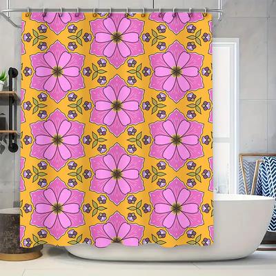 Vibrant Floral Shower Curtain Pink Purple Flower Decorative Home Waterproof Bath Decoration for Kids Bathroom