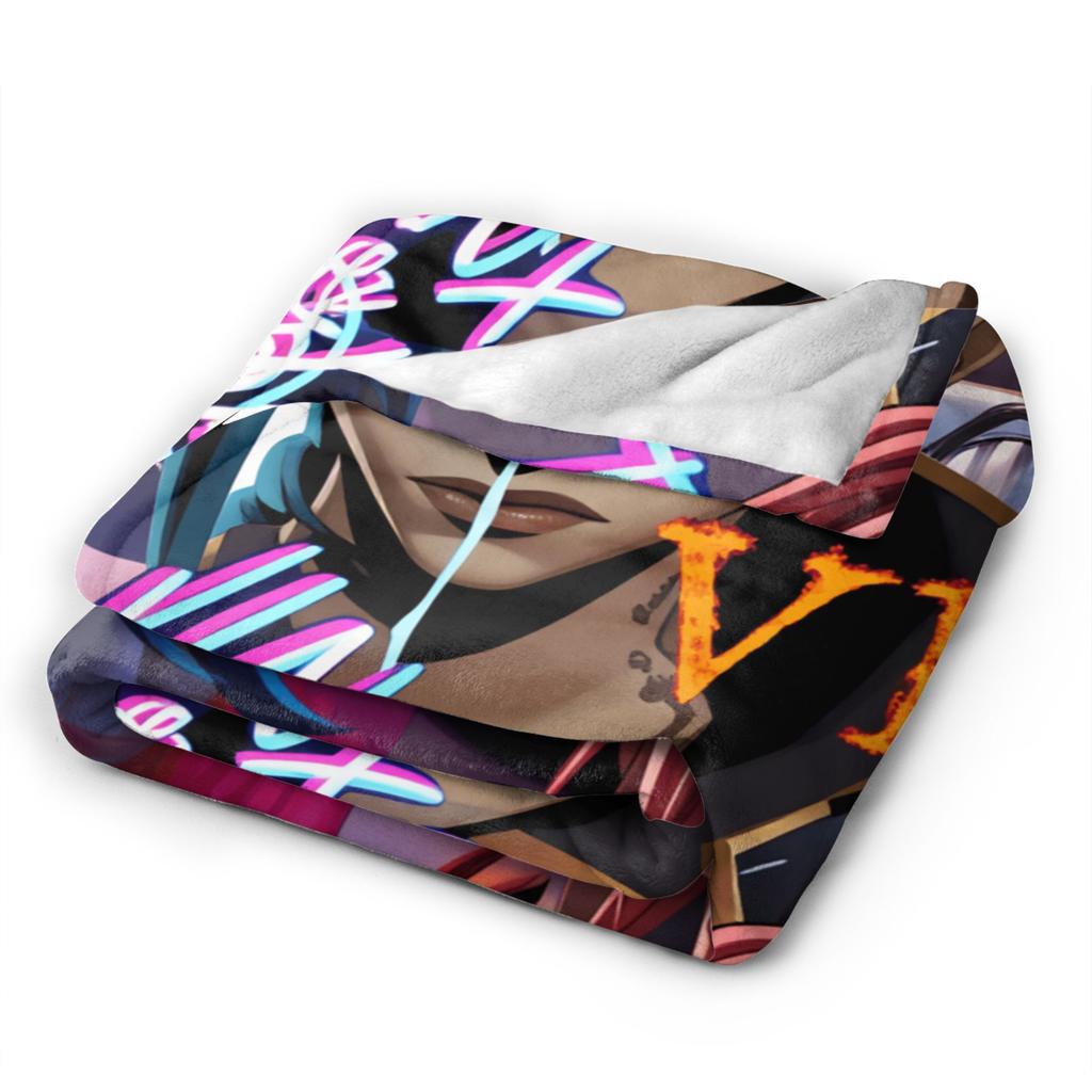 Arcane Blanket Viktor Game Anime Jinx Jayce Caitlyn Jesus Sevika Flannel Bedding Throws For Bedroom Super Warm Bedspread Gift
