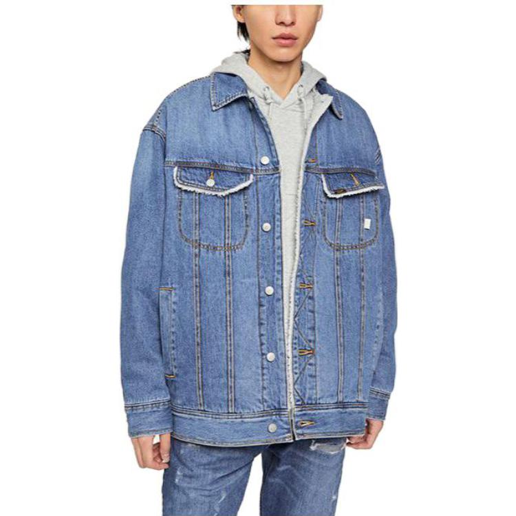 Lee Solid Color Pocket Design Denim Lapel Cotton Jacket Men Jackets LMT006247101291-A03847